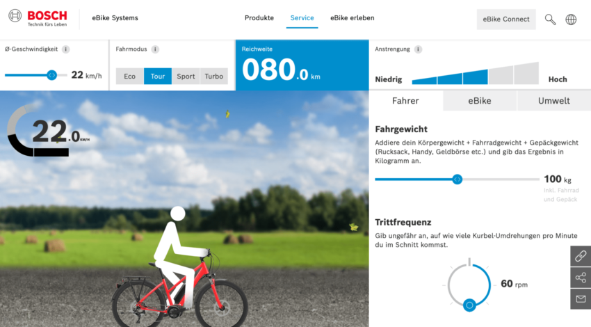 Der Bosch Akkureichweitenrechner für E-Bikes
